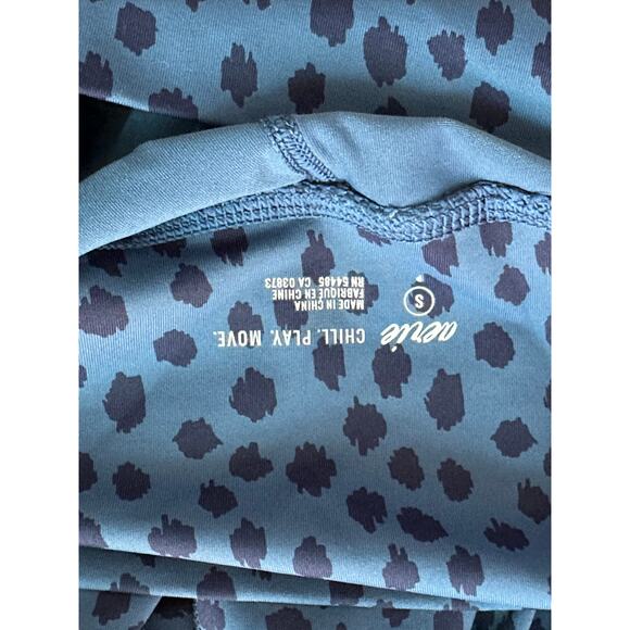 Aerie Printed Polka dot Leggins Size Small Blue Workout Athleisure Gym - Picture 2 of 4